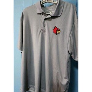 Vansport New Louisville Cardinals NCAA Foo5ball Basketball Gray Polo Shirt XL B7